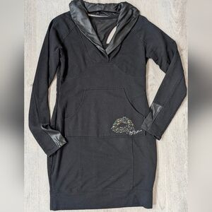 Apple Bottom Vintage Y2K Gothic Black Sweatshirt Dress with Rhinestone Lips Sz L